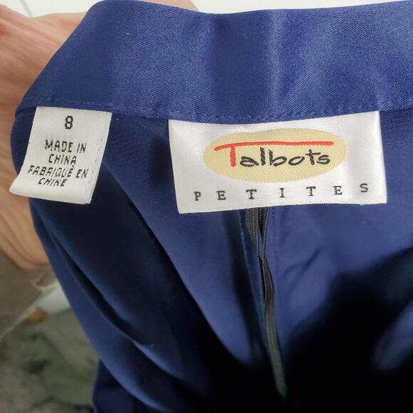 Talbots Suit Womens 8 Petite Satin Blazer Pants Set Silky Mature Studded Buttons - Picture 9 of 14